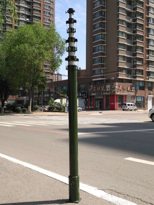 hand crank 6--18m telescopic antenna towers and lightweight antenna mast 2mm wall 6063 aluminum with tripod stand