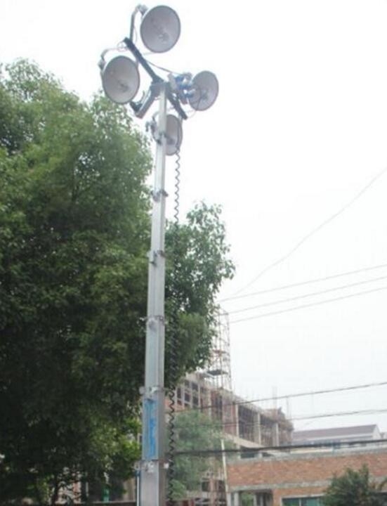 lux turrim portable winch type mast  light pole telescoping pole portable crank up heavy duty mast